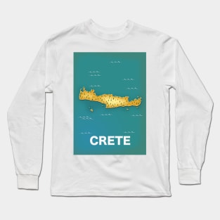 Crete map travel poster Long Sleeve T-Shirt